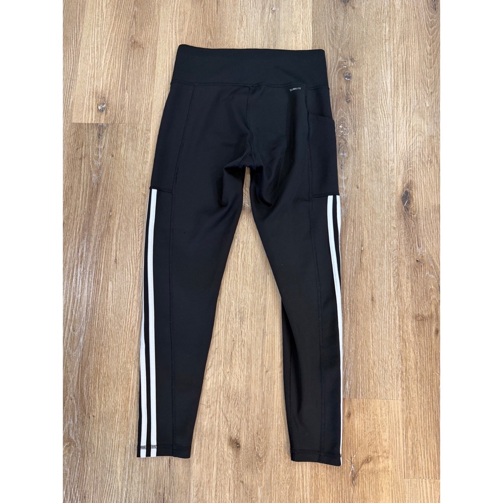 Adidas Leggings Womens Medium‎ Black 3-Stripe Climalite High Rise Active Tights - Picture 8 of 10